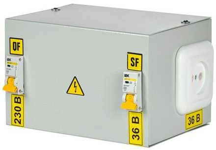 Ящик с понижающим трансформатором ЯТП 0.25 230/36В (2 авт. выкл.) 36 УХЛ4 IP30 IEK MTT12-036-0250