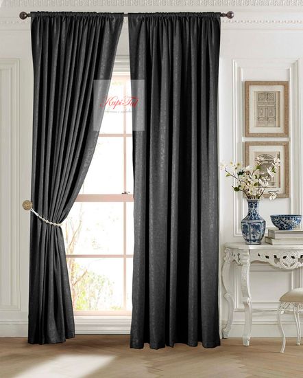 Длинные шторы. Луи (чёрный). Шторы из стриженного бархата