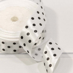 Лента Атласная 2,5см х 28м Сатин горох (Белый)