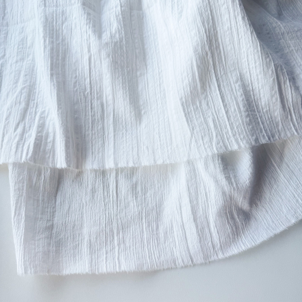 Батист белый Креп фактурные полоски