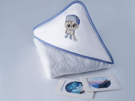 Полотенце детское 120х120 Claire Batiste Atelier Smart Boy для новорожденных с капюшоном