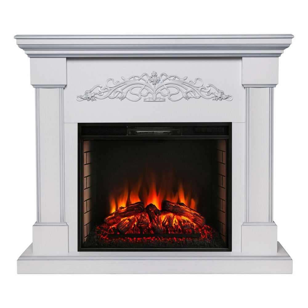 Электрокамин RealFlame Ofelia 26 WT дуб белый с серебряной патиной с очагом Epsilon 26 S IR