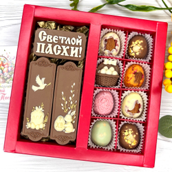 Шоколадный набор "Светлой Пасхи": 3 шоколадки и 8 конфет ручной работы