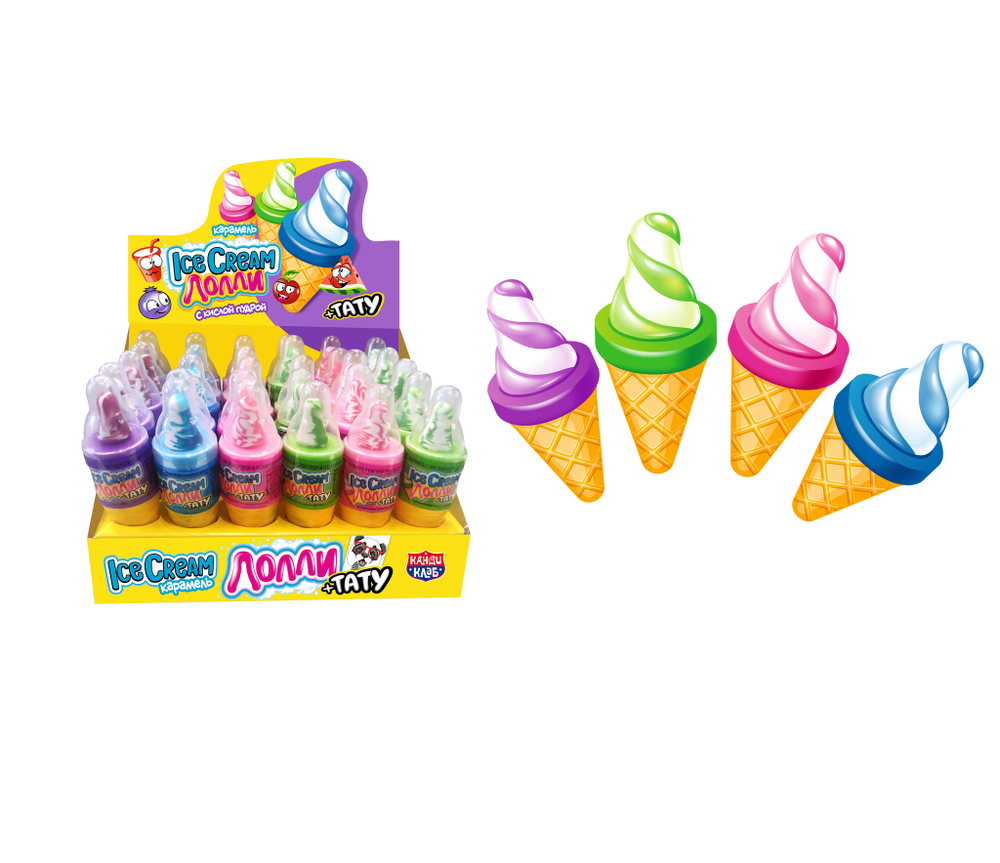 Карам. "Ice Cream Лолли" с кисл. пудр. и тату 12б*30шт15г