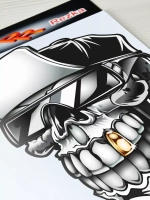 Наклейка - Череп с фиксой