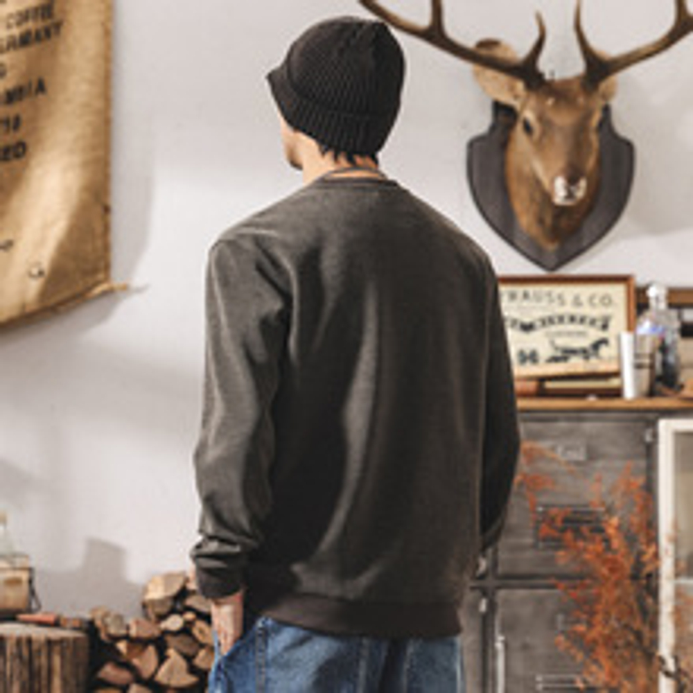 Мужская флисовая толстовка с вставкой на груди в американском ретро стиле