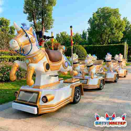 Безрельсовый детский поезд «Топ-топ», 3 платформы, 7 мест, для парка