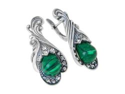 "Спб О С Камнем" серьги в серебряном покрытии из коллекции "Города России" от Jenavi  с английским замком