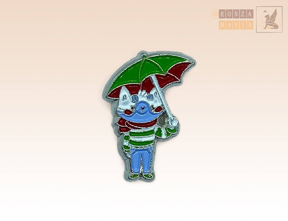 значок Кот с зонтом