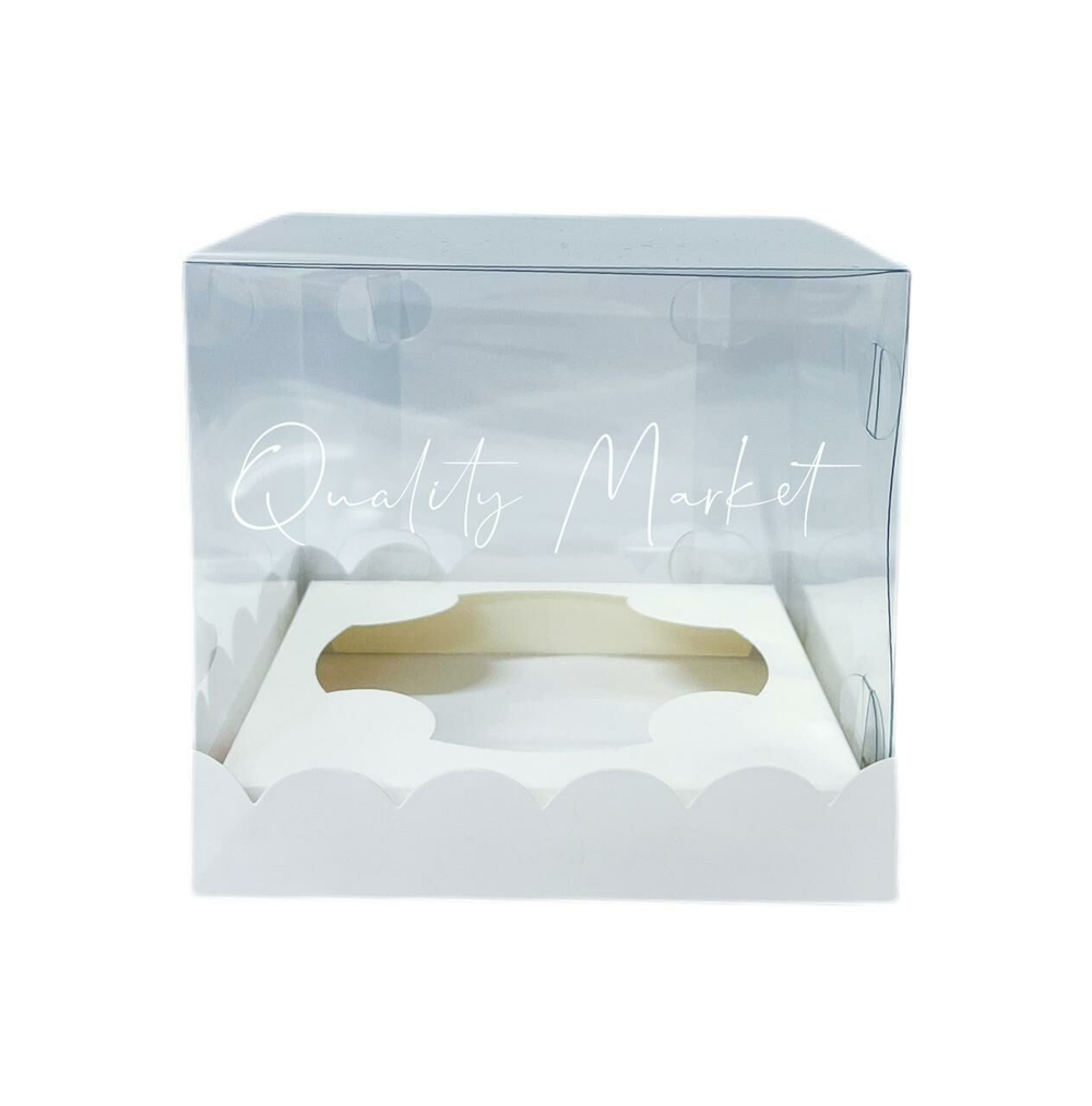 Коробка под кулич с прозрачным куполом 150*150*140 мм (белая), 10шт