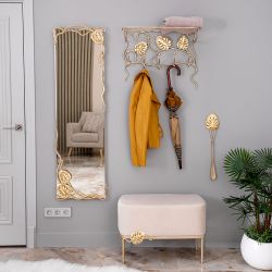 Зеркало настенное Monstera Deliciosa (Монстера) 140 Айвори Мраморное золото