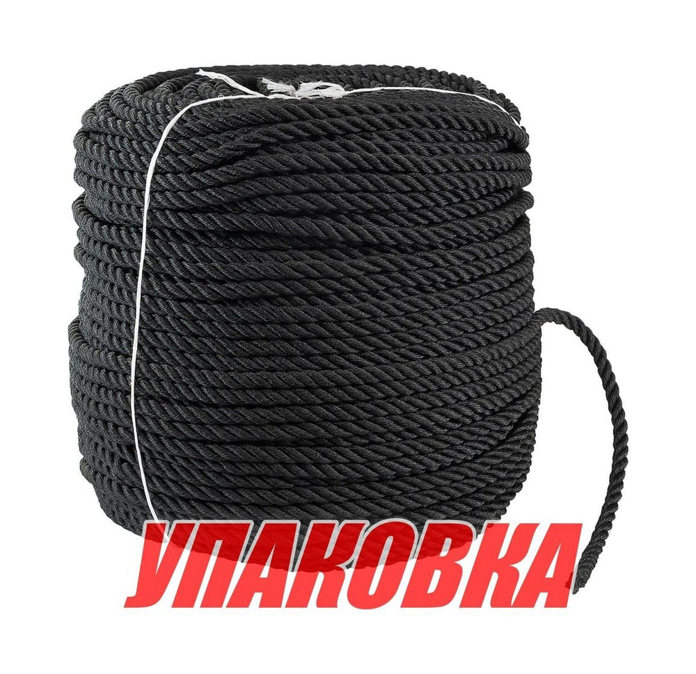 Веревка 3-прядная d14мм, L150м, черный, Marine Rocket (упаковка из 4 шт.)