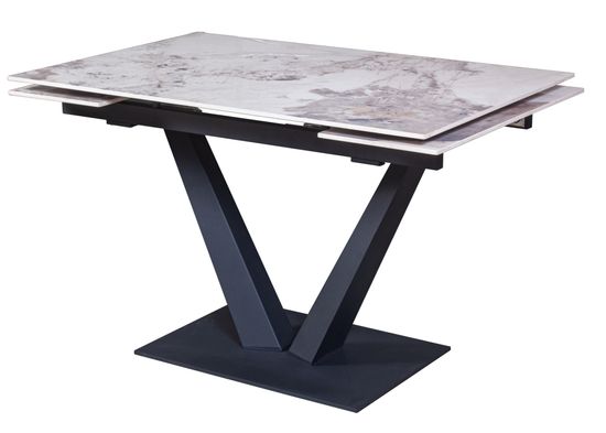 Стол "МАЛИБУ" 120-180, керамика Pandora глянцевый, R-6, опоры черный муар