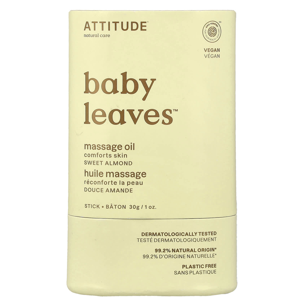 ATTITUDE, Baby Leaves™, массажное масло-стик, сладкий миндаль, 30 г (1 унция)