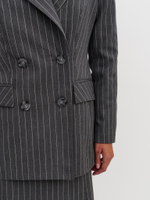 Жакет из смесовой шерсти в полоску, серый