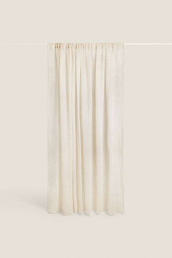 ZARA HOME XL ЛЬНЯНАЯ ЗАНАВЕСКА, СВЕТЛО-БЕЖЕВЫЙ