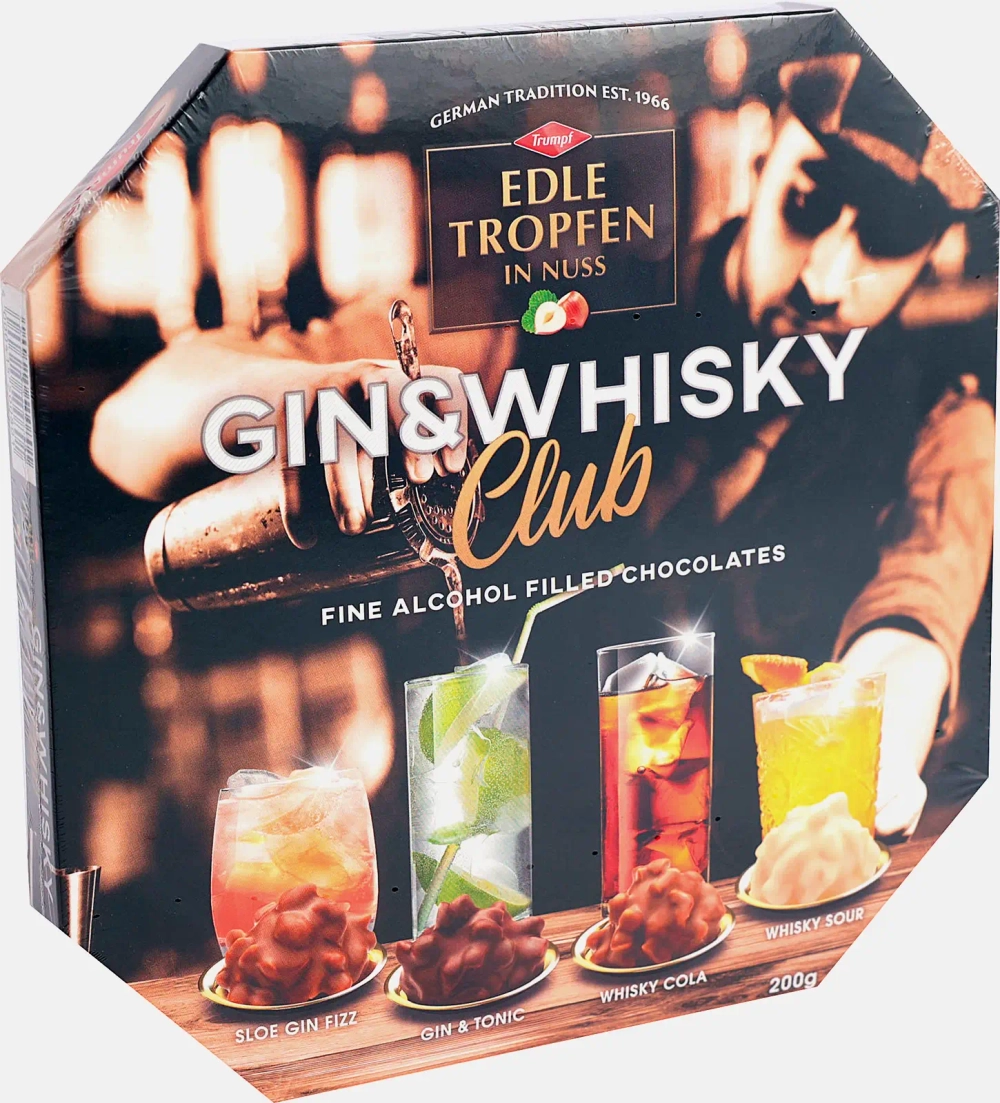 Конфеты пралине с джином и виски/ромом и джином Edle Trophen 200г в ассортименте