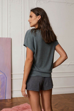 Домашние шорты из меланжевой ткани (Размер: S) (Цвет: темно-серый)