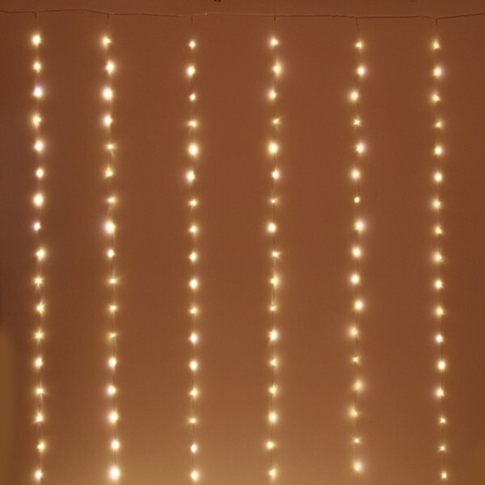 Гирлянда для улицы ЗАНАВЕС «Хвост» ш3м* в3м 300 ламп LED, 8 реж, USB, 220V + пульт,IP-54. Теплый белый