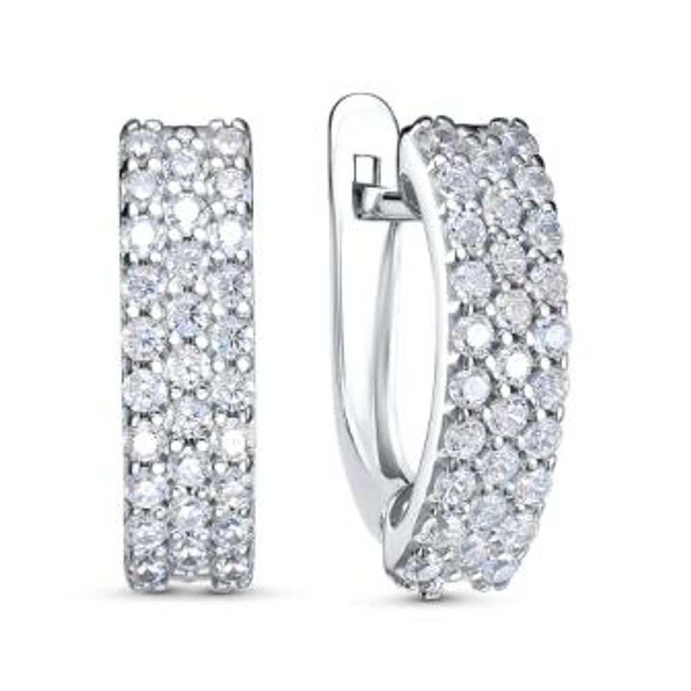 Серьги из серебра с фианитами
