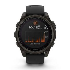 Garmin Fenix 8 Solar Sapphire 47 мм – Титановый угольно-серый DLC, черный ремешок