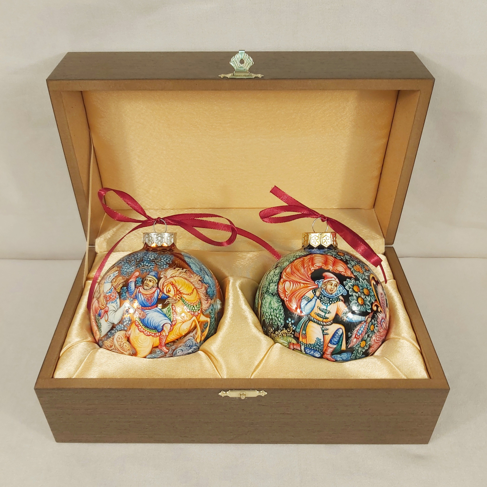 Набор новогодних шаров с ручной росписью "Царская охота" и "Жар-птица"