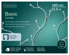 Светодиодная гирлянда с контроллером 13.5 м, 220V., 180 белые и холодных белых LED ламп, белый ПВХ, Kaemingk (494124)