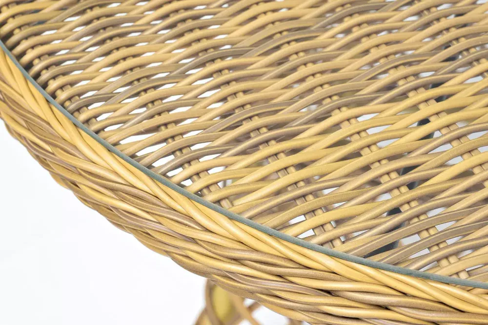 "Эспрессо" плетеный круглый стол, диаметр 80 см, цвет соломенный