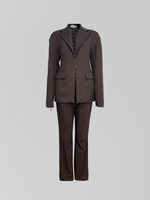 Костюм 1709 однотонный из пиджака и брюк со шнуровкой