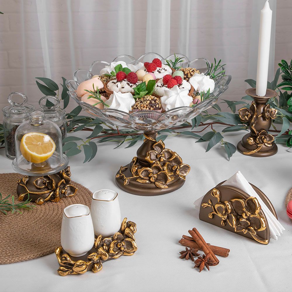 Сувенир Салфетница Орхидея Мильтония Бронза