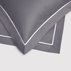 Постельное белье 2 спальное евро Сlaire&Caroll George темно-серое с белым кантом