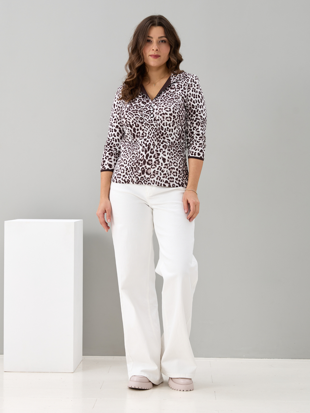Блузка БЛ-015/молоко-леопард