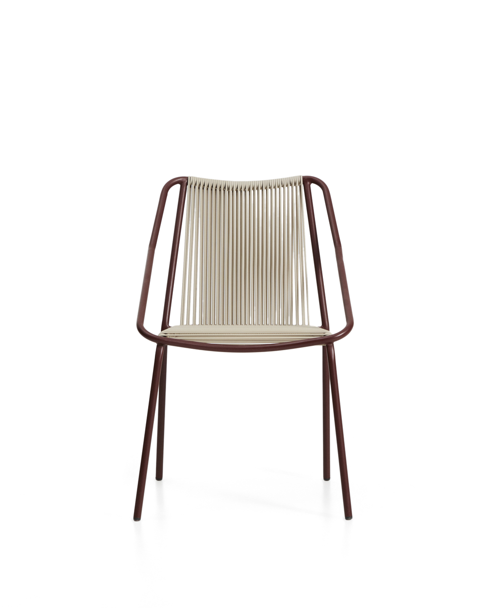 Уличный стул Zivia из веревки цвета экрю и стали бордового цвета