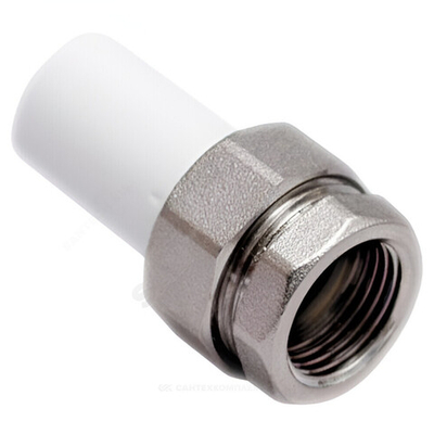 Муфта трубная PP-R комбинированная разъемная белая Дн 20х1/2" Ру25 наруж пайка/ВР RTP (РосТурПласт) 14281