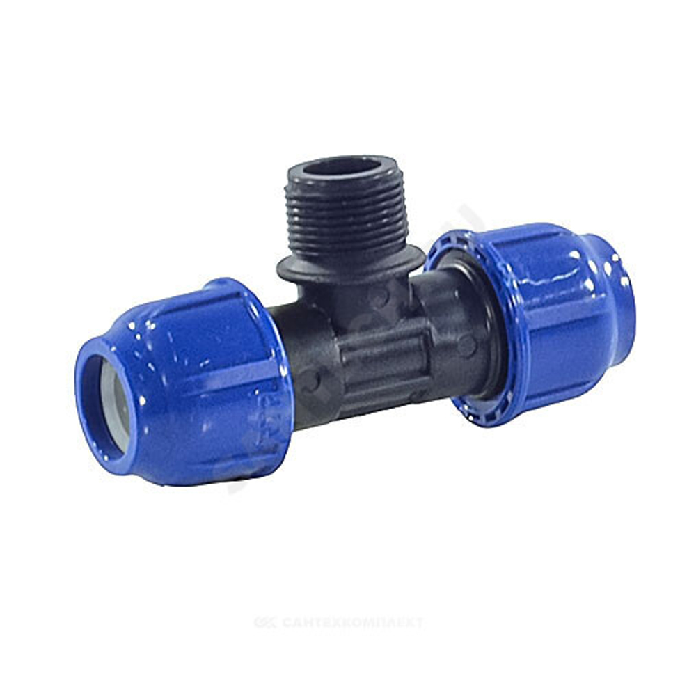 Тройник компрессионный ПЭ Дн 25х3/4"х25 НР Ру16 RTP (РосТурПласт) 11620