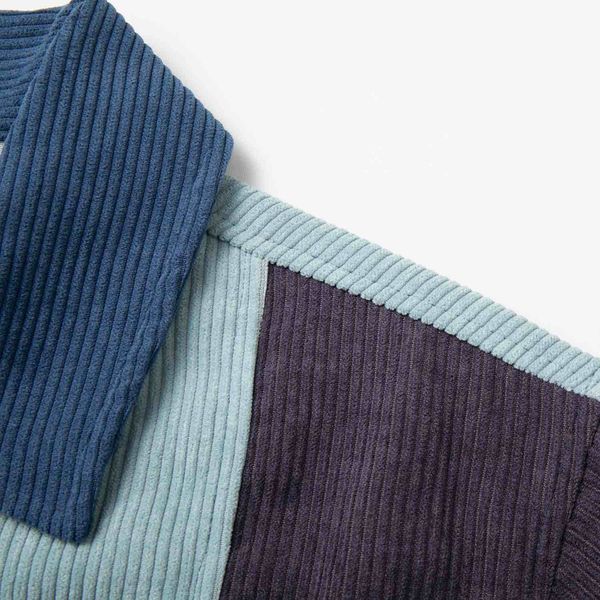 Рубашка Velvet Color block Zip Голубая/Графитовая/Синяя - фото 4