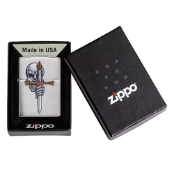 Зажигалка Zippo 49488 Sword Skull Design, Brushed Chrome