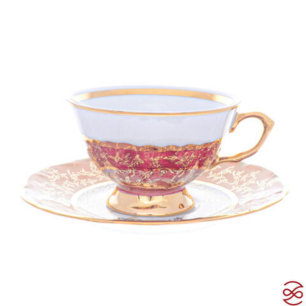Набор чайных пар Repast Красный лист Мария-тереза 200 мл (6 пар)