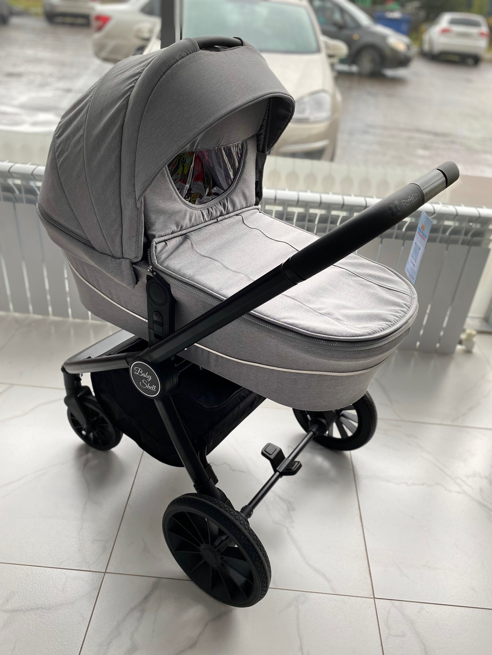 Коляска модульная 2в1 Baby shell (BBS-19 Light grey/Светло серый/черная рама)