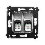 Компьютерная розетка RJ-45 в стену, кат.5e двойная, "Avanti","Закаленная сталь"