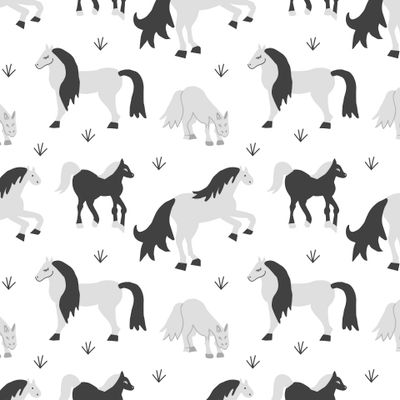 Бесшовный принт c лошадьми