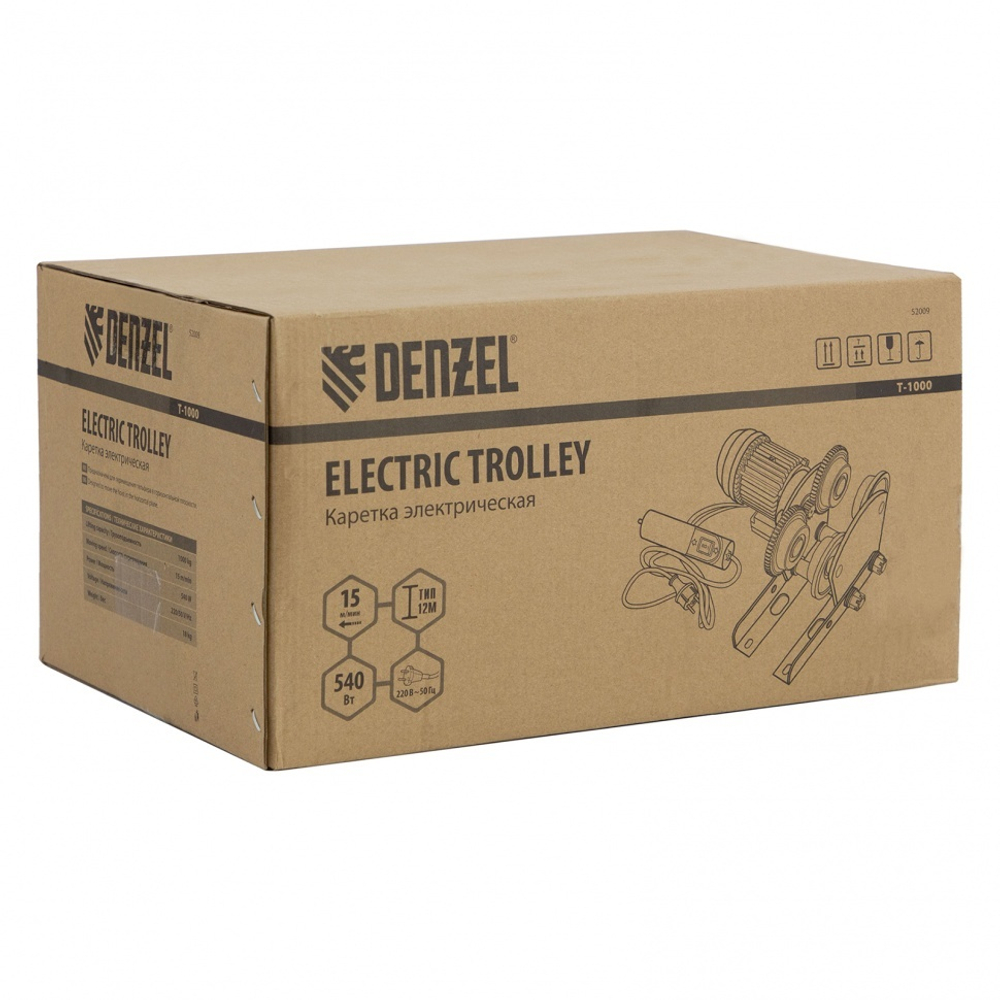 Каретка электрическая для тельфера Т-1000,1 т, 540 Вт Denzel