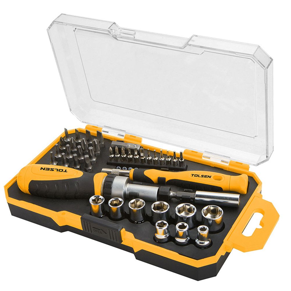 TOLSEN (TT20041) Набор вставок (бит) 1/4&quot;, PH, PZ, Hex, Torx, Slotted, 42 предмета