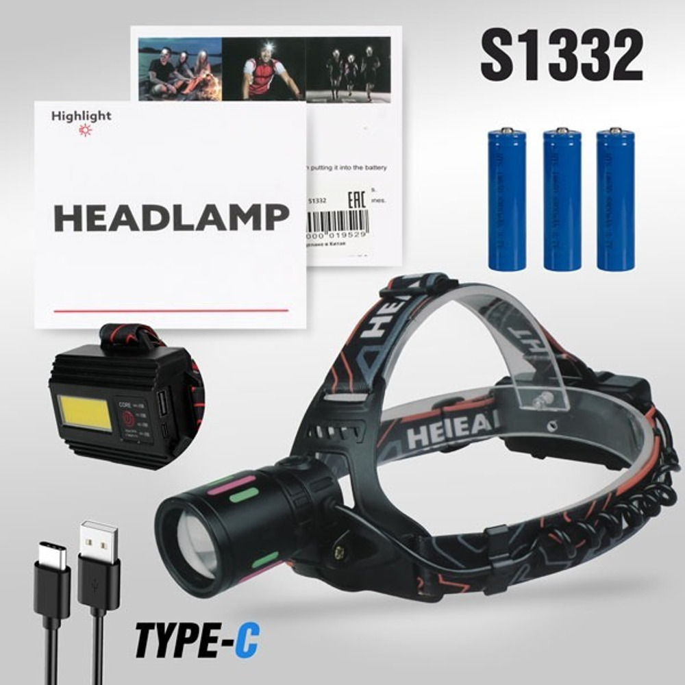 Налобный Светодиодный фонарь T62-2 PM10-TG (S1332)