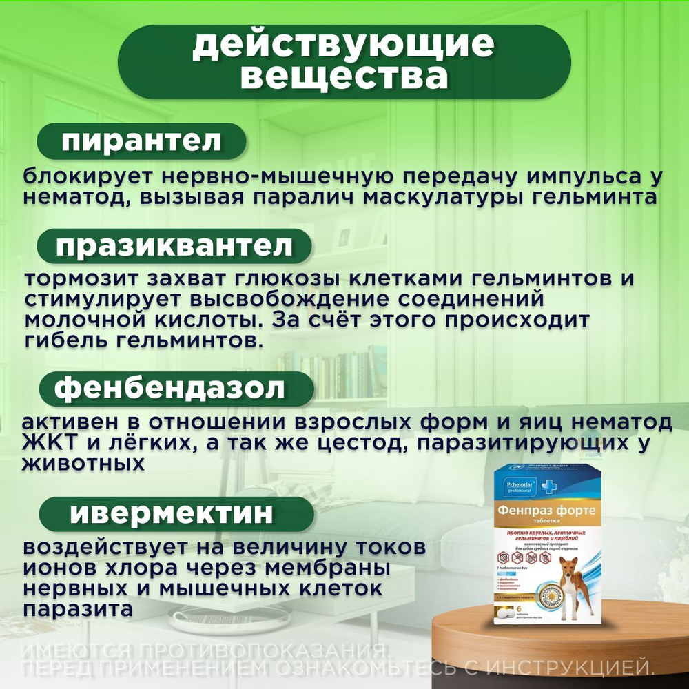 Таблетки от гельминтов и лямблий, профилактика дирофиляриоза для собак средних пород Фенпраз Форте, 6таб