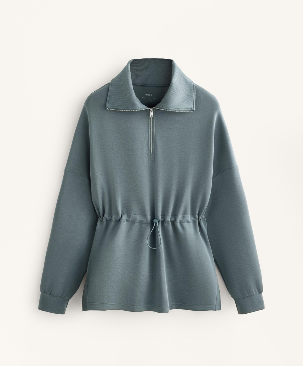 Oysho Толстовка на молнии до середины груди, синевато-серый