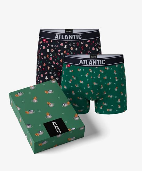 Трусы мужские боксеры (2шт), Atlantic 2GMH-008, темно-синие + зеленые