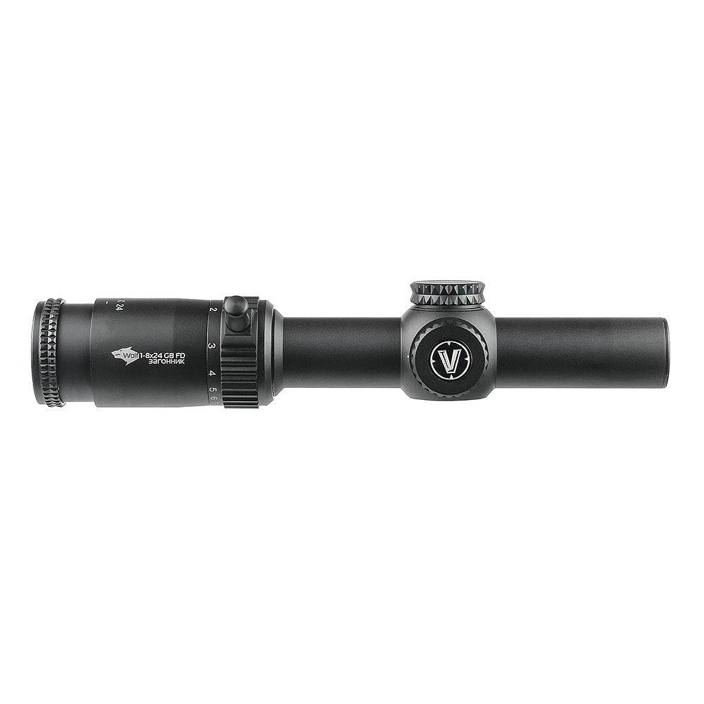 Оптический прицел Veber Wolf GB FD 1-8x24 ( установка на Тигр, СВД, Винтовка Мосина / Сетка FireDot / с подсветкой )
