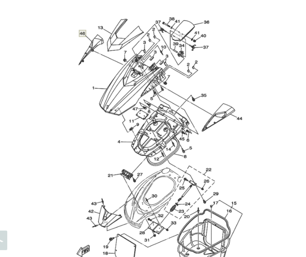 Зеркало правое Yamaha F1W-U590E-F1-00