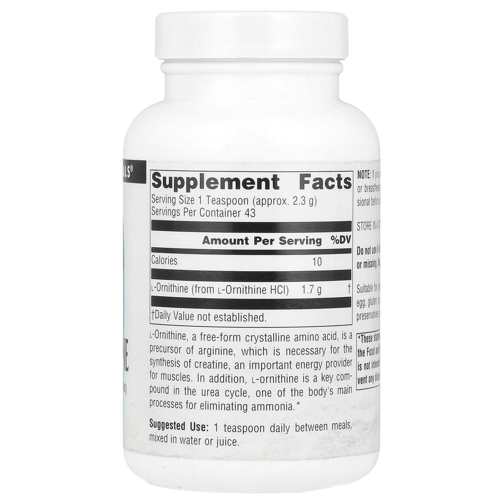 Source Naturals, L-орнитин в виде порошка, 100 г (3,53 унции)